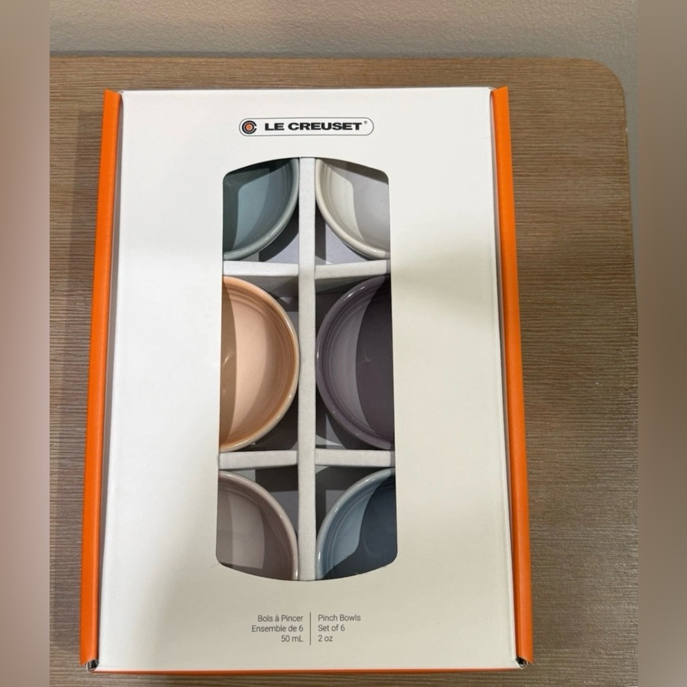 Le Creuset PINCH Bowls PASTEL Multicolor Set of 6 Vancouver Stoneware NEW in BOX
